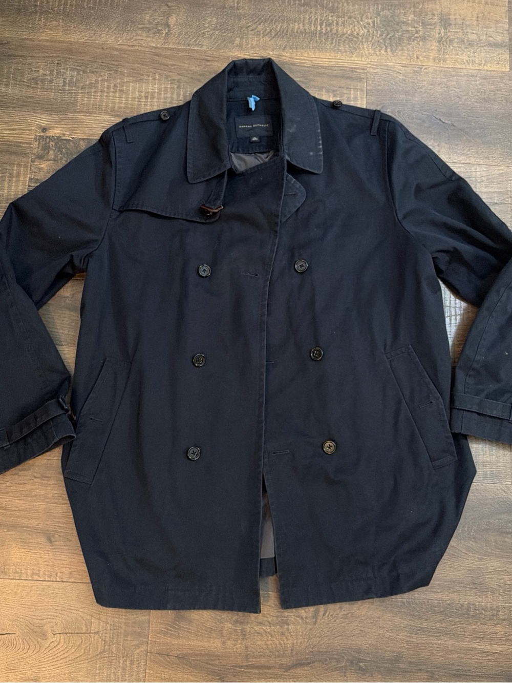 Banana Republic Men's Navy Double-Breasted Trench Coat